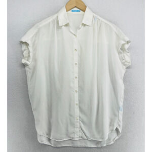 J.MCLAUGHLIN Top Womens XS Oversized Shirt Blouse Button Up Cuff Dolman White